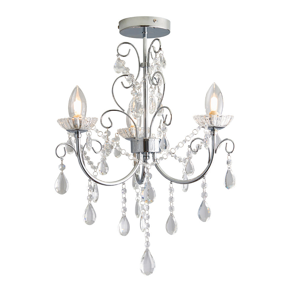 Vintage Style Crystal 3 Light Semi Flush  Chandelier  | House of Dekkor