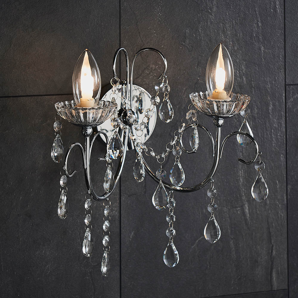 Vintage Style Crystal Twin Wall Light | House of Dekkor