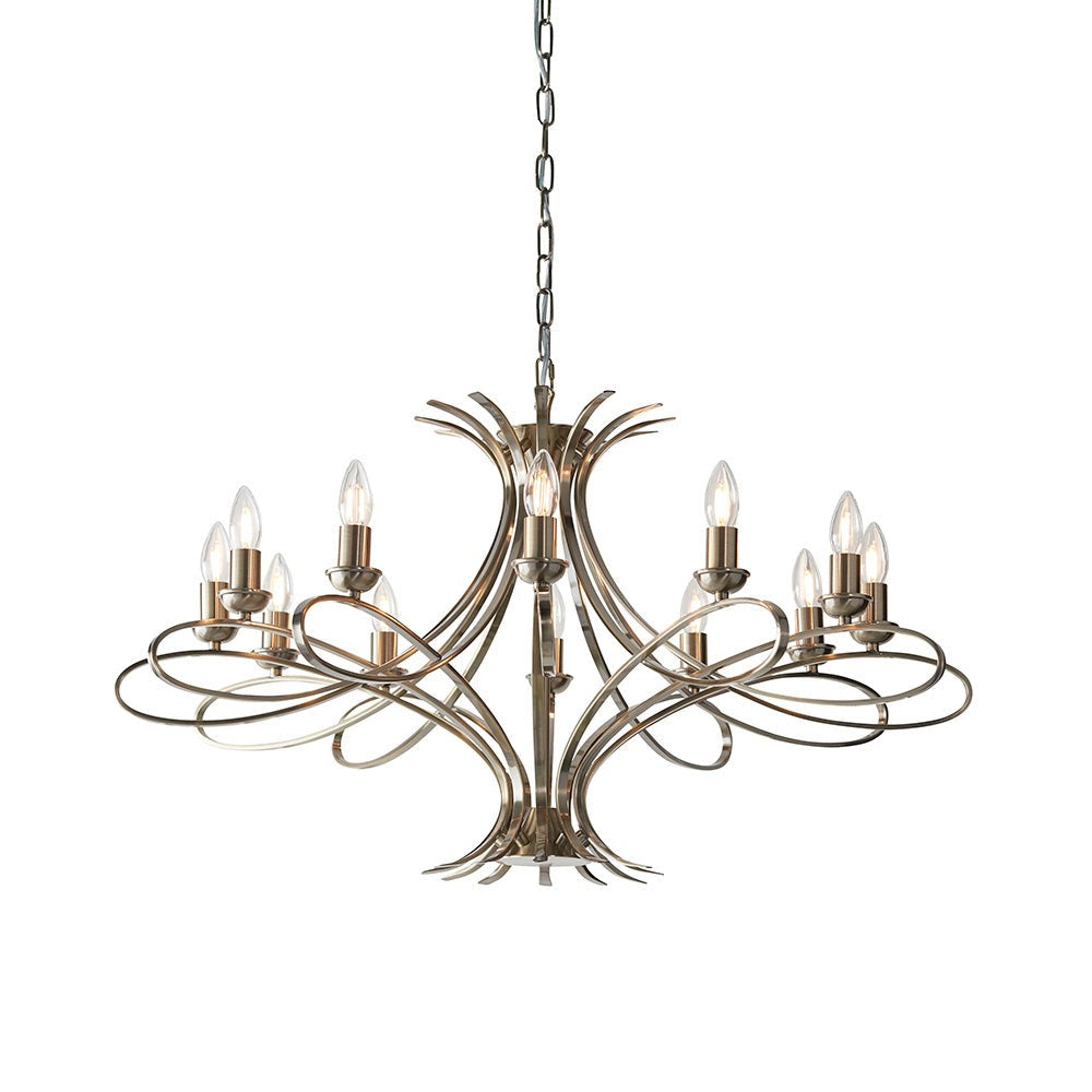 Penn Brushed Brass 12lt Chandelier