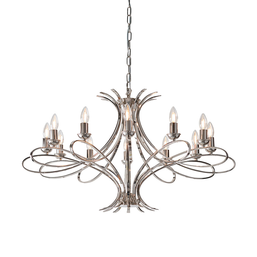 Penn Polished Nickel 12lt Chandelier