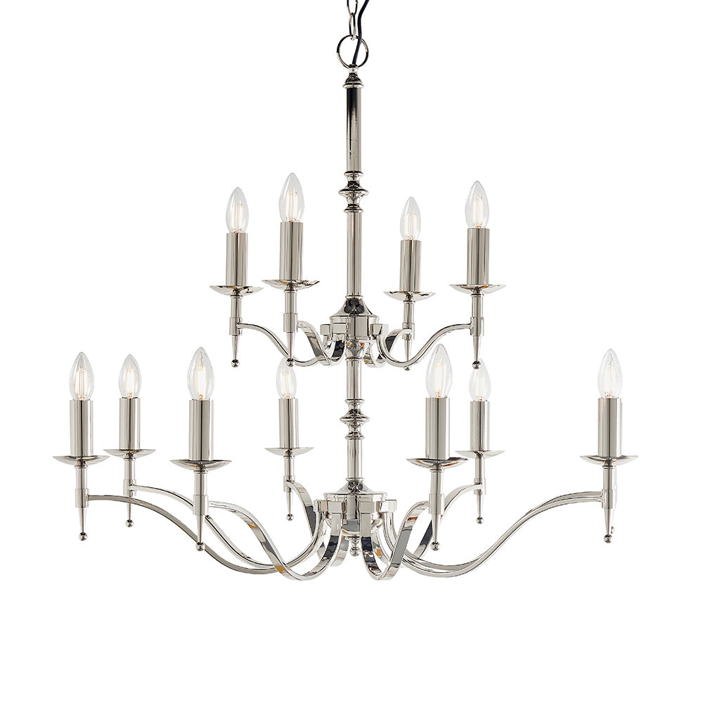 Traditional Multi Arm Nickel 12 Light Chandelier | House of Dekkor