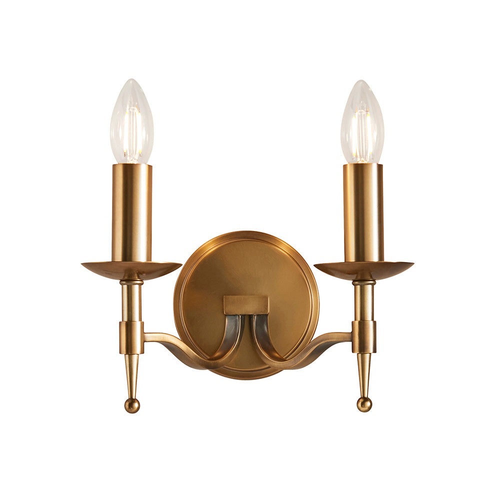 Stanford antique brass Twin wall light