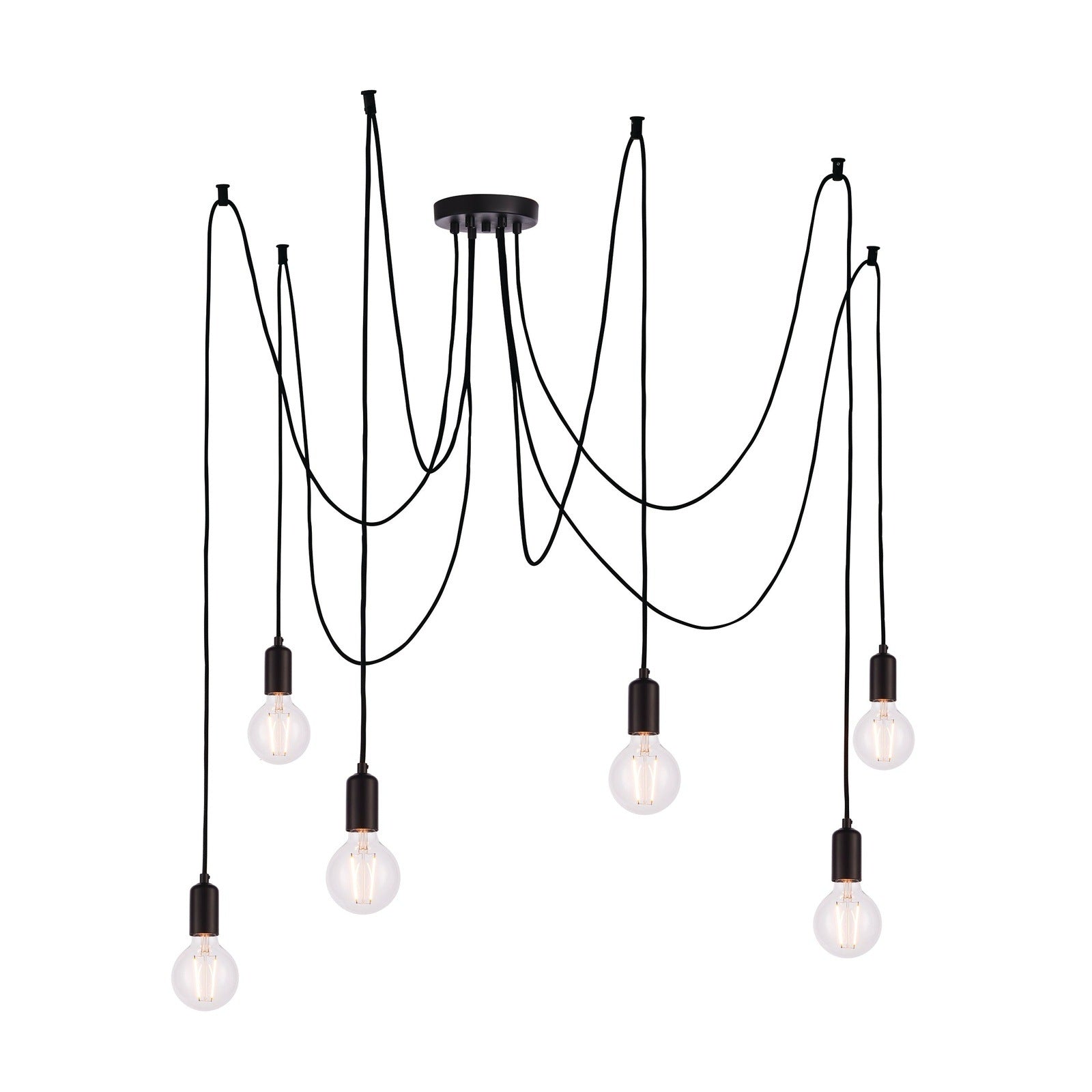 Adjustable Filament Bulb 6 Light Cluster Pendant