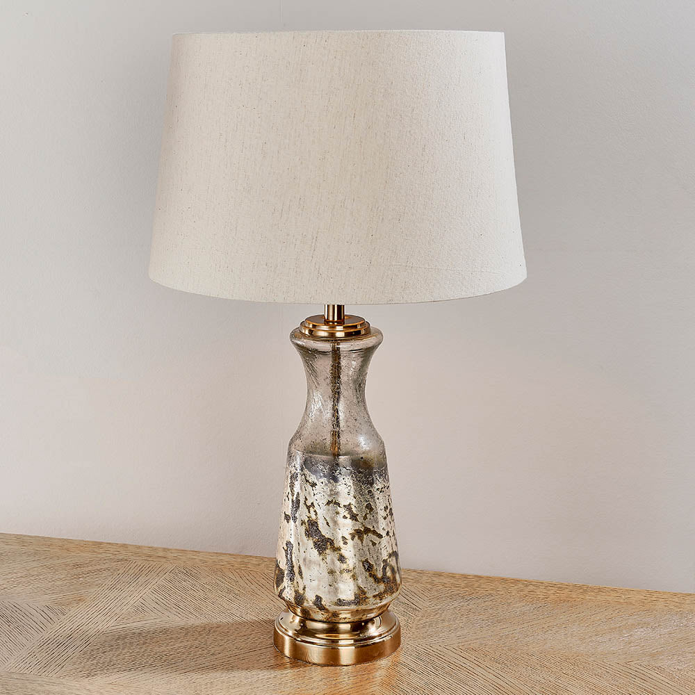 Samuel Hammered Ombre Foil Table Lamp with Linen Shade | House of Dekkor